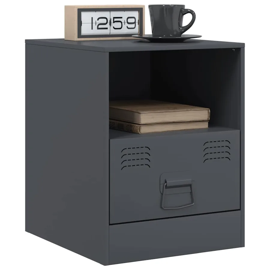 Table de chevet anthracite 34,5x39x44 cm acier - 4