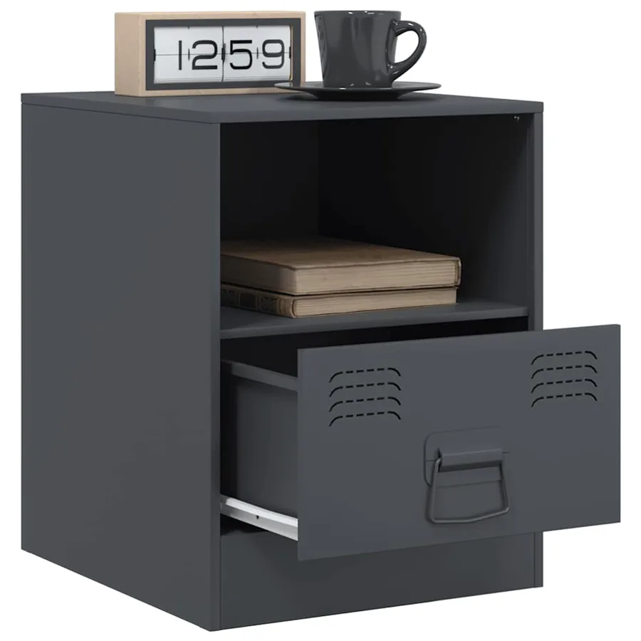 Table de chevet anthracite 34,5x39x44 cm acier - 5