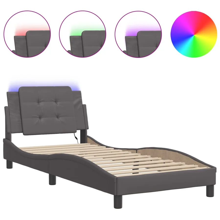 Cadre de lit avec LED sans matelas Zadar gris 100x200 cm - 2