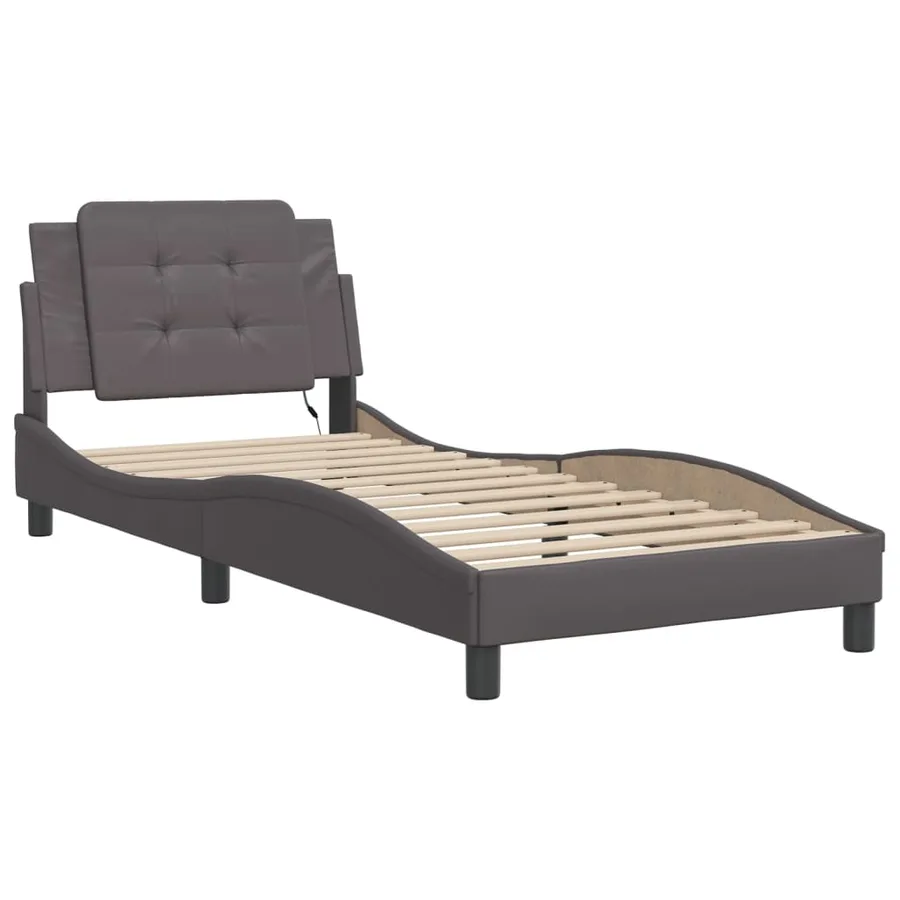 Cadre de lit avec LED sans matelas Zadar gris 100x200 cm - 3