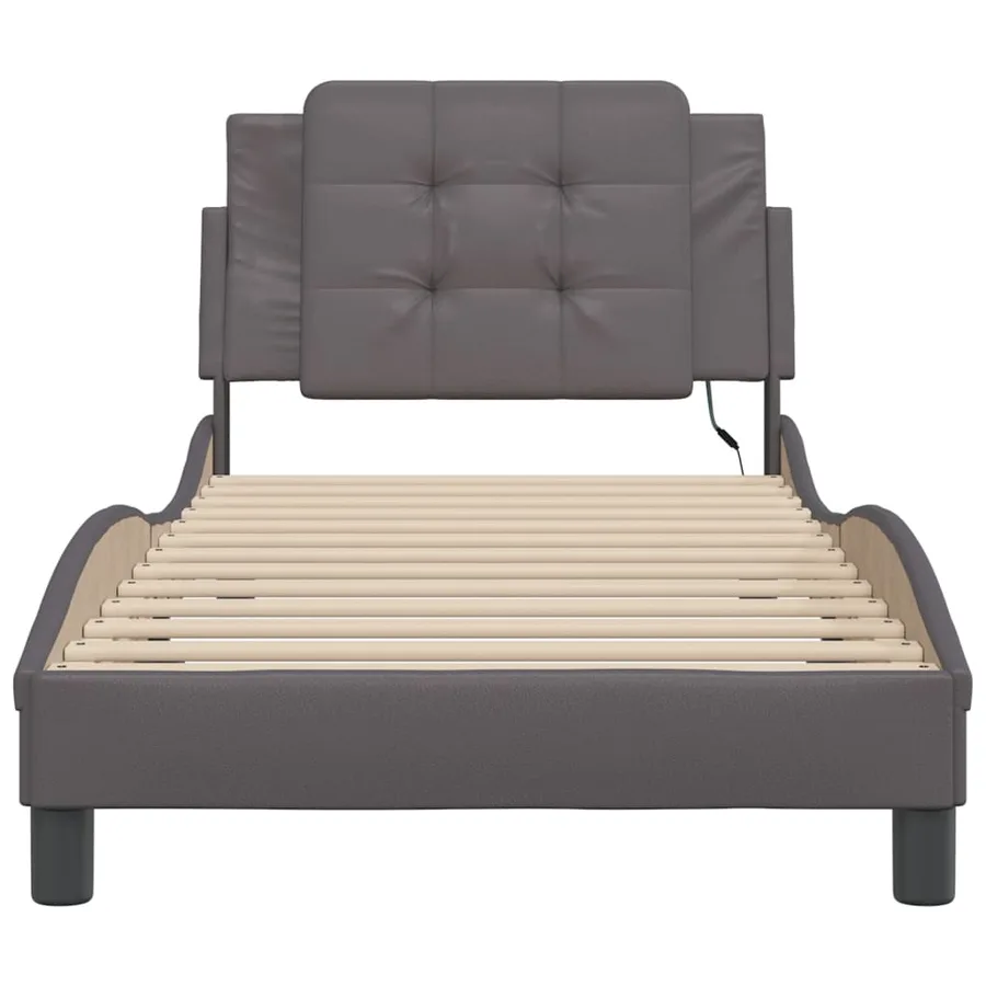 Cadre de lit avec LED sans matelas Zadar gris 100x200 cm - 6
