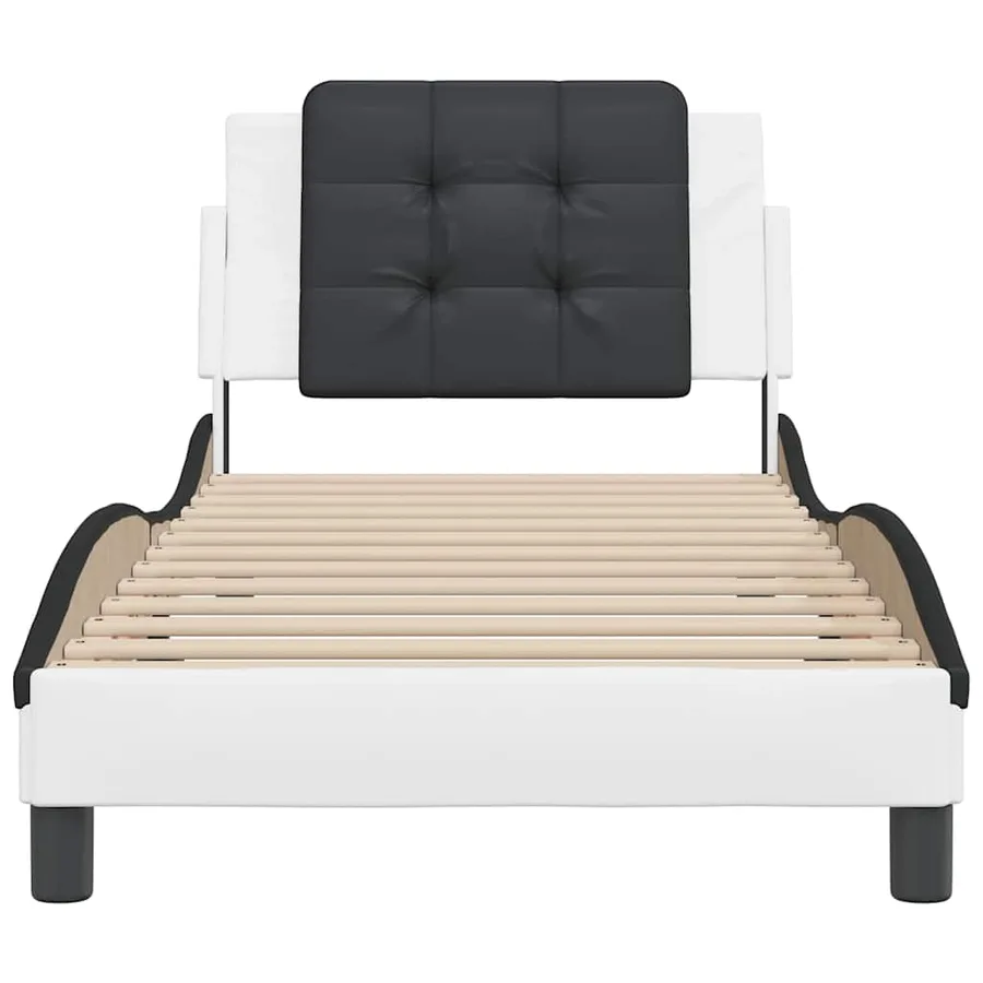 Cadre de lit sans matelas Zadar blanc et noir 80x200 cm similicuir - 4