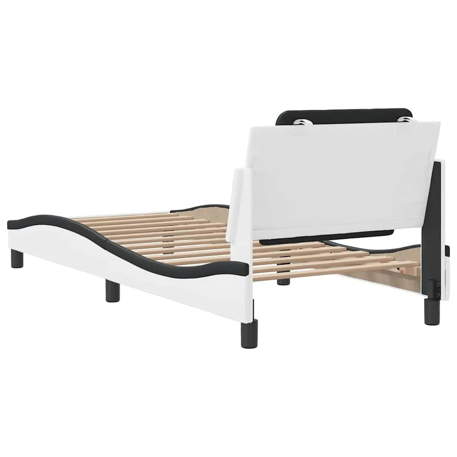 Cadre de lit sans matelas Zadar blanc et noir 80x200 cm similicuir - 6
