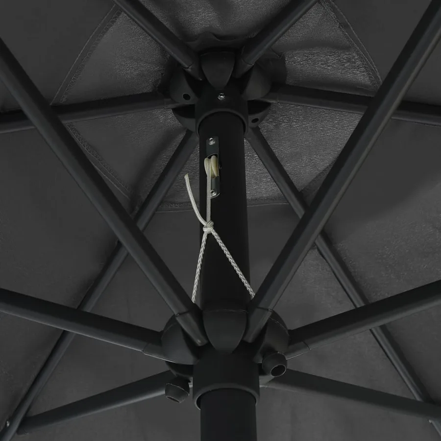 Parasol de jardin et mât en aluminium 270x246 cm Anthracite - 5