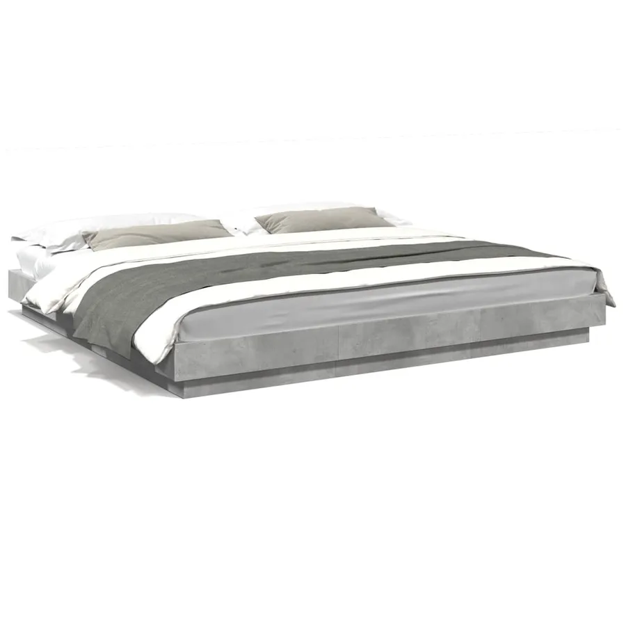 Cadre de lit sans matelas gris béton 180x200 cm - 2