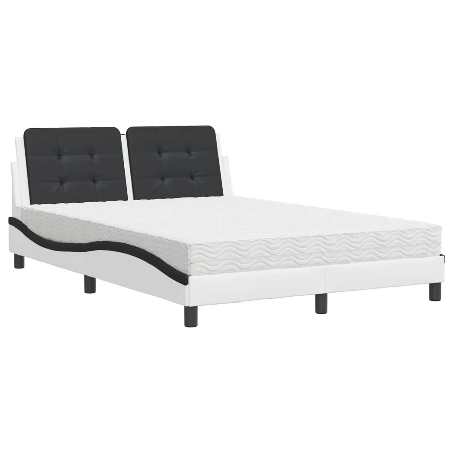 Cadre de lit sans matelas Zadar blanc et noir 140x190 cm similicuir - 2