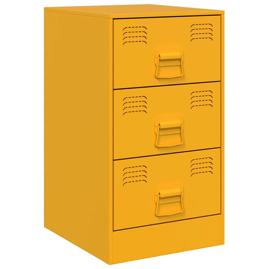Table de chevet jaune moutarde 34,5x39x62 cm acier - 2