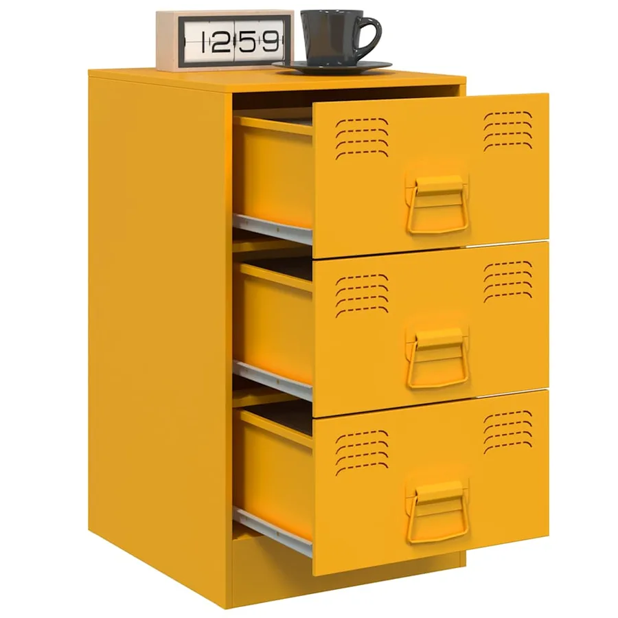 Table de chevet jaune moutarde 34,5x39x62 cm acier - 5