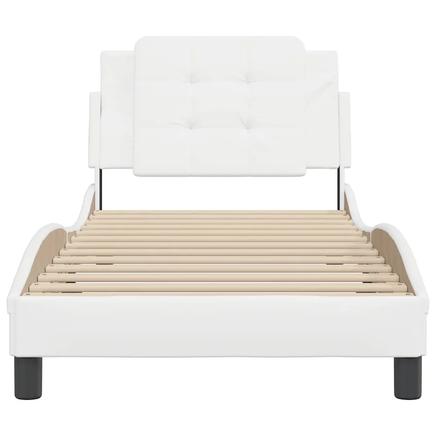 Cadre de lit sans matelas Zadar blanc 80x200 cm similicuir - 4