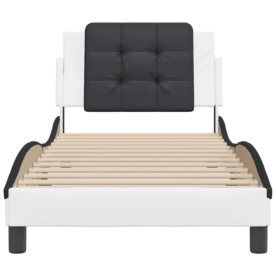 Cadre de lit sans matelas Zadar blanc et noir 90x200 cm similicuir - 4