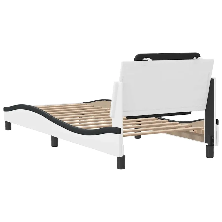 Cadre de lit sans matelas Zadar blanc et noir 90x200 cm similicuir - 6