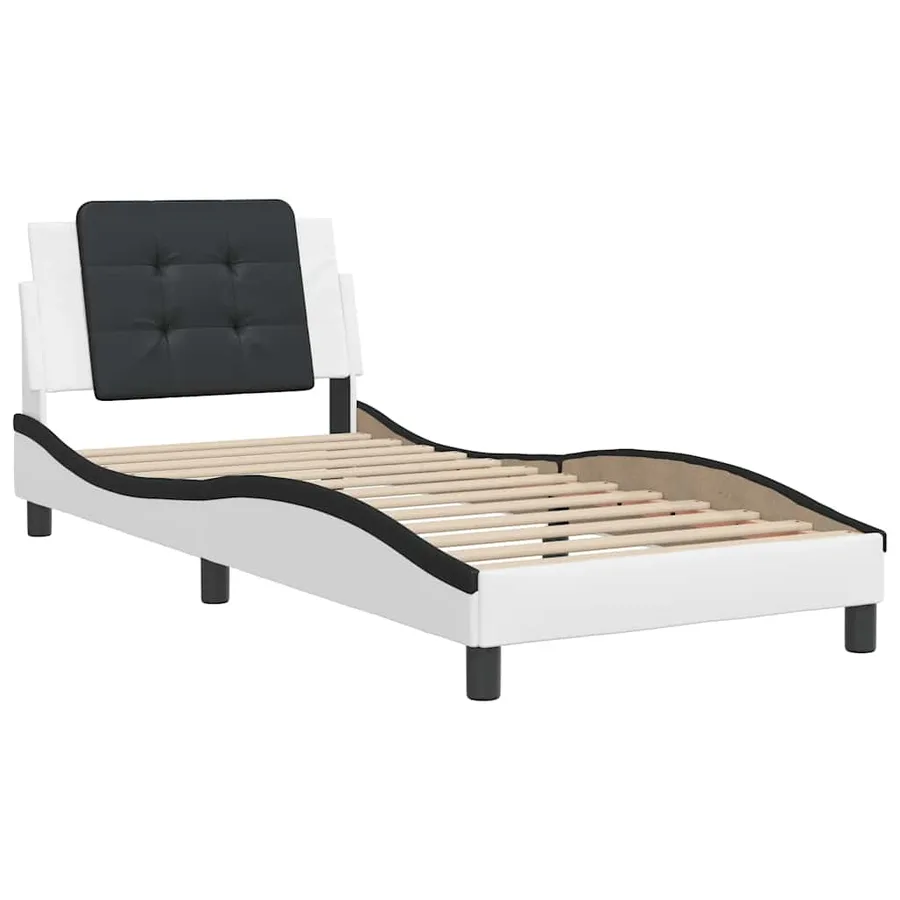 Cadre de lit sans matelas Zadar blanc et noir 90x190 cm similicuir - 3