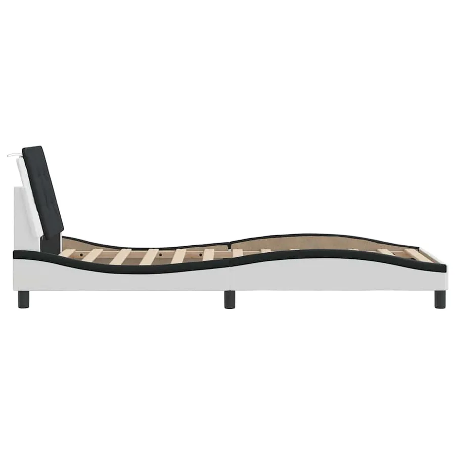 Cadre de lit sans matelas Zadar blanc et noir 90x190 cm similicuir - 5