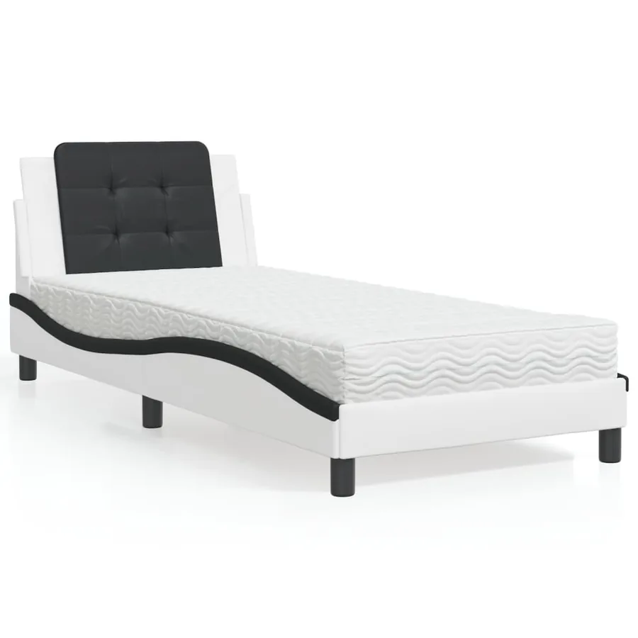 Cadre de lit sans matelas Zadar blanc et noir 90x200 cm similicuir