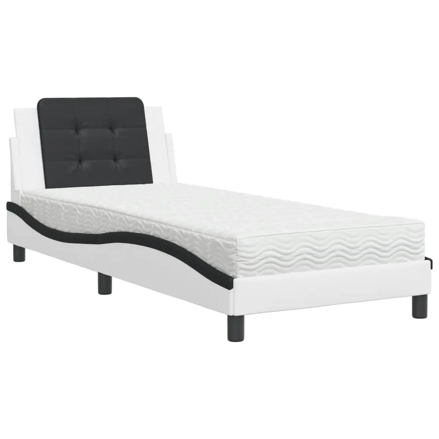 Cadre de lit sans matelas Zadar blanc et noir 90x200 cm similicuir - 2