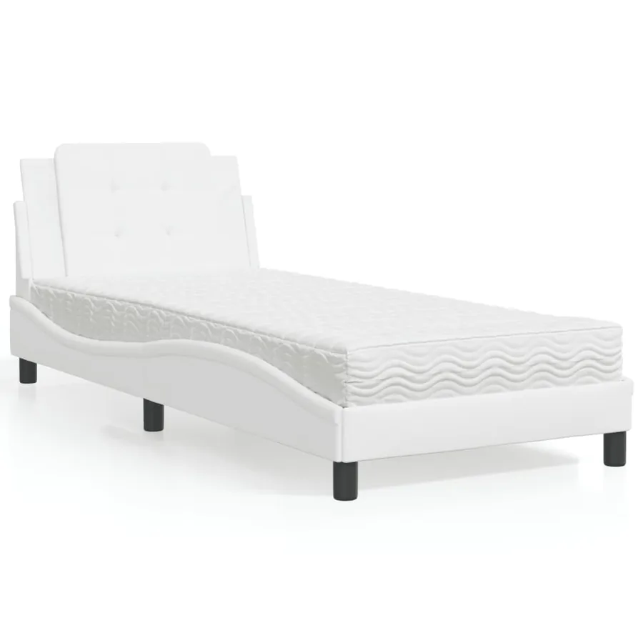 Cadre de lit sans matelas Zadar blanc 80x200 cm similicuir