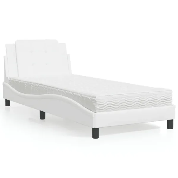 Cadre de lit sans matelas Zadar blanc 80x200 cm similicuir
