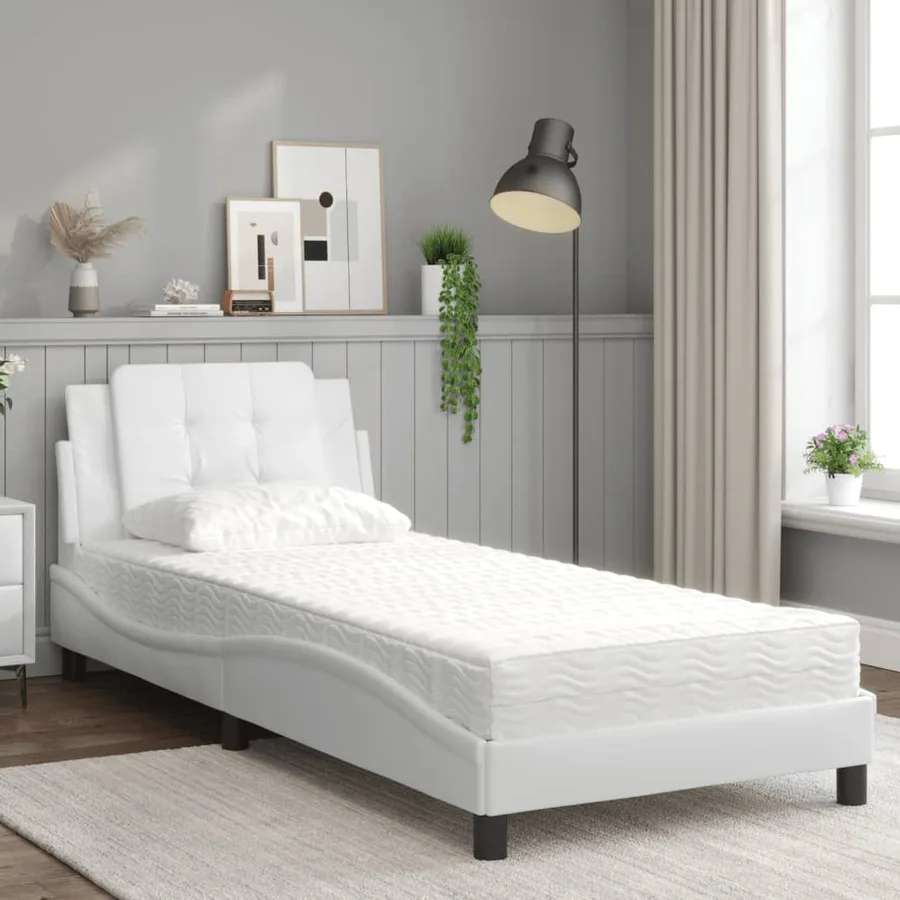 Cadre de lit sans matelas Zadar blanc 80x200 cm similicuir - 3