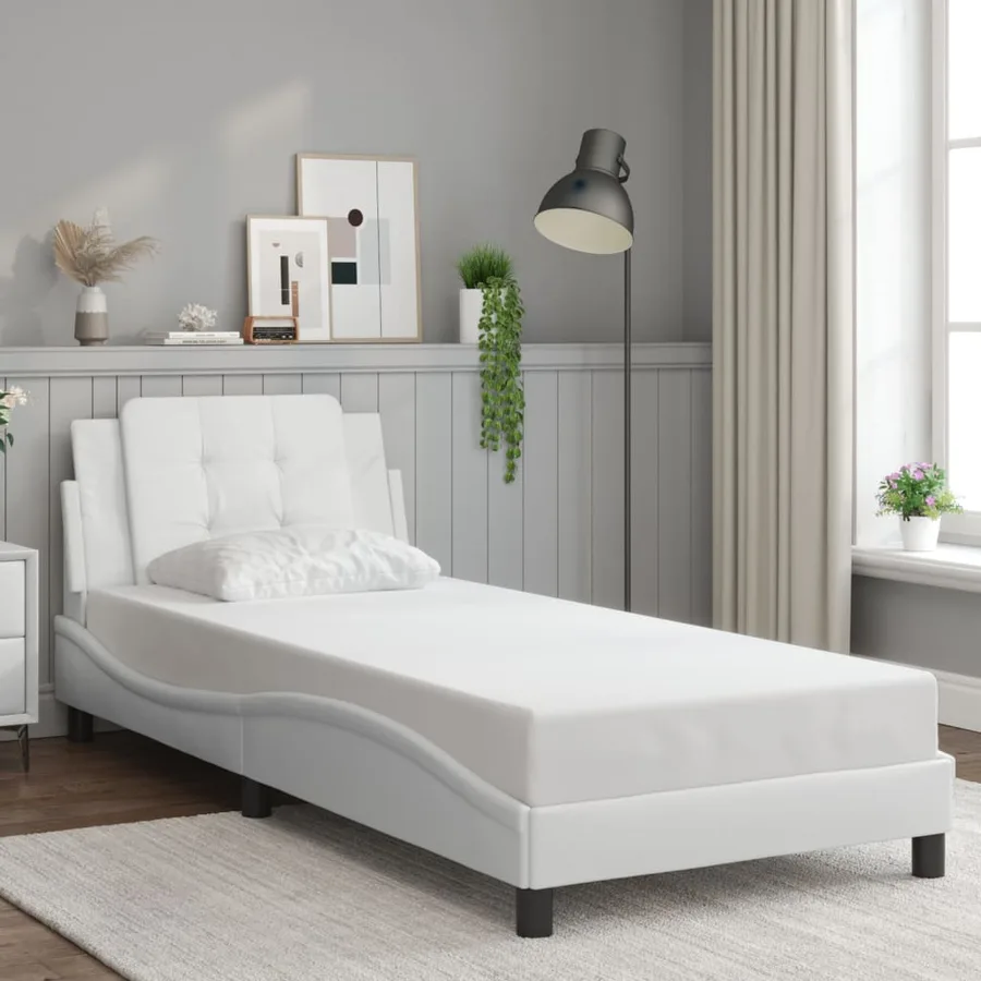 Cadre de lit avec LED sans matelas Zadar blanc 100x200 cm - 4
