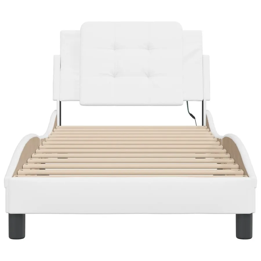 Cadre de lit avec LED sans matelas Zadar blanc 100x200 cm - 6
