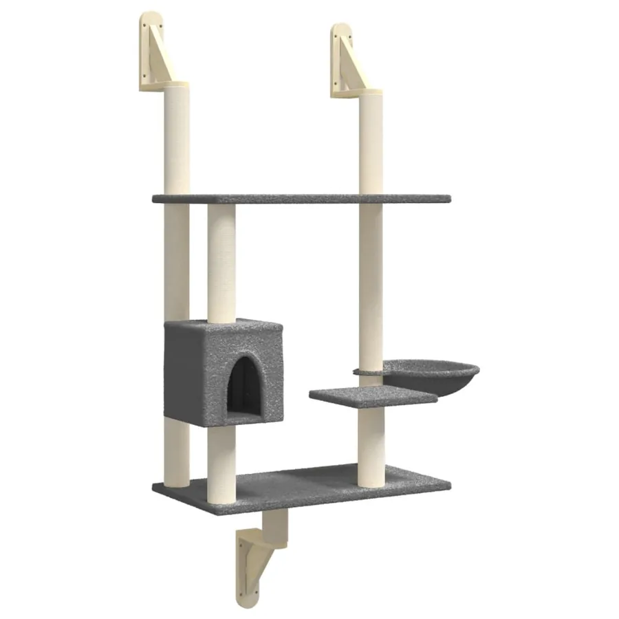 Arbre à chat mural avec griffoir gris foncé 153 cm - 2