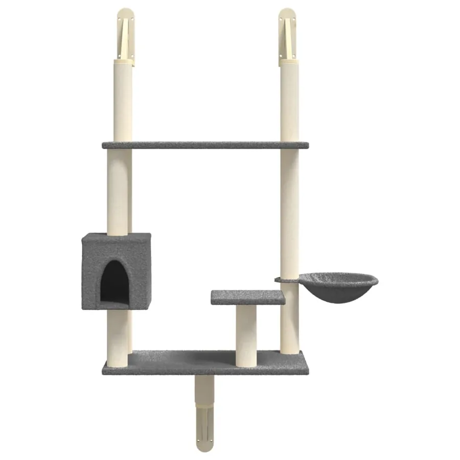 Arbre à chat mural avec griffoir gris foncé 153 cm - 4