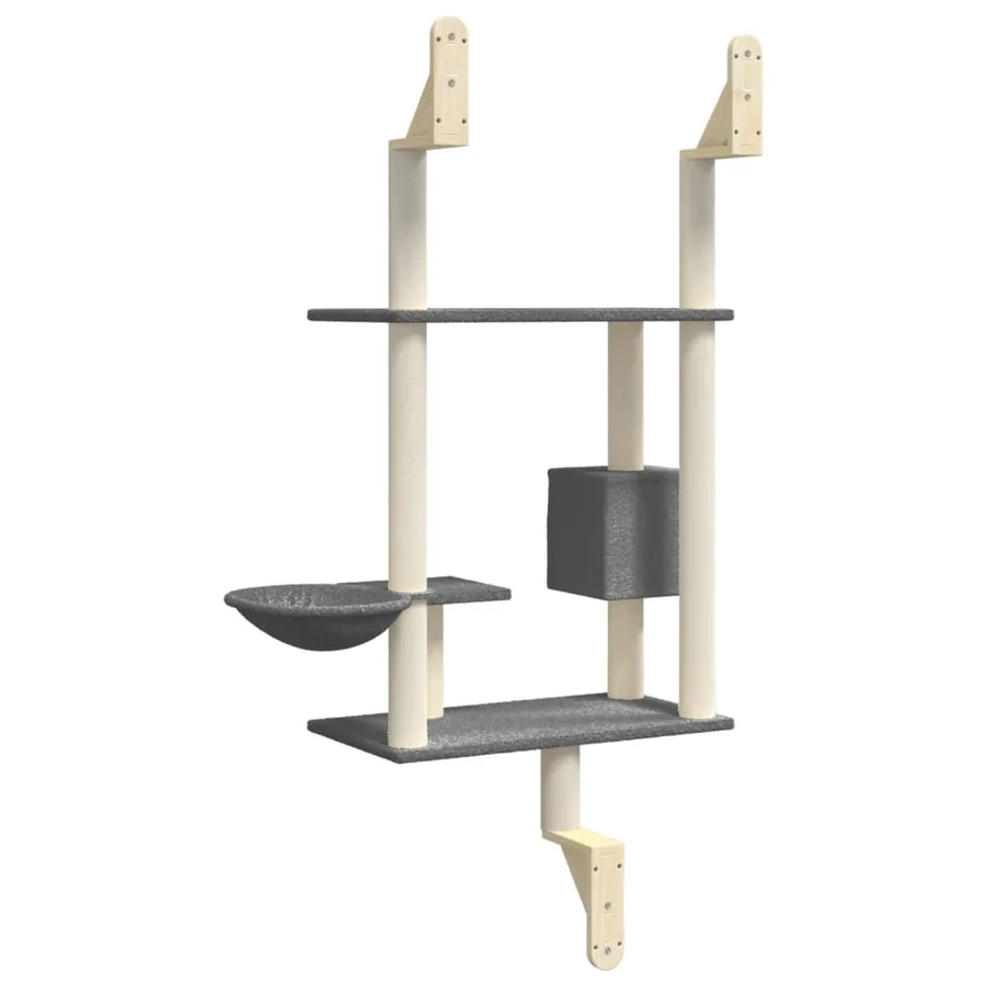 Arbre à chat mural avec griffoir gris foncé 153 cm - 6