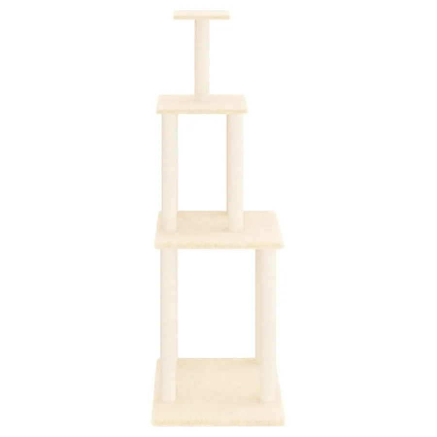 Arbre à chat avec griffoirs en sisal crème 149 cm - 3