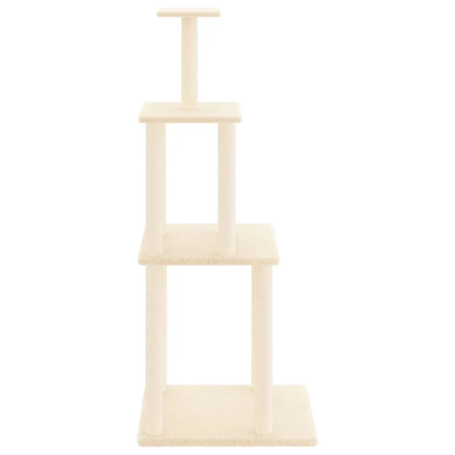 Arbre à chat avec griffoirs en sisal crème 149 cm - 4