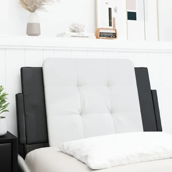 Coussin de tête de lit Zadar noir et blanc 80 cm similicuir