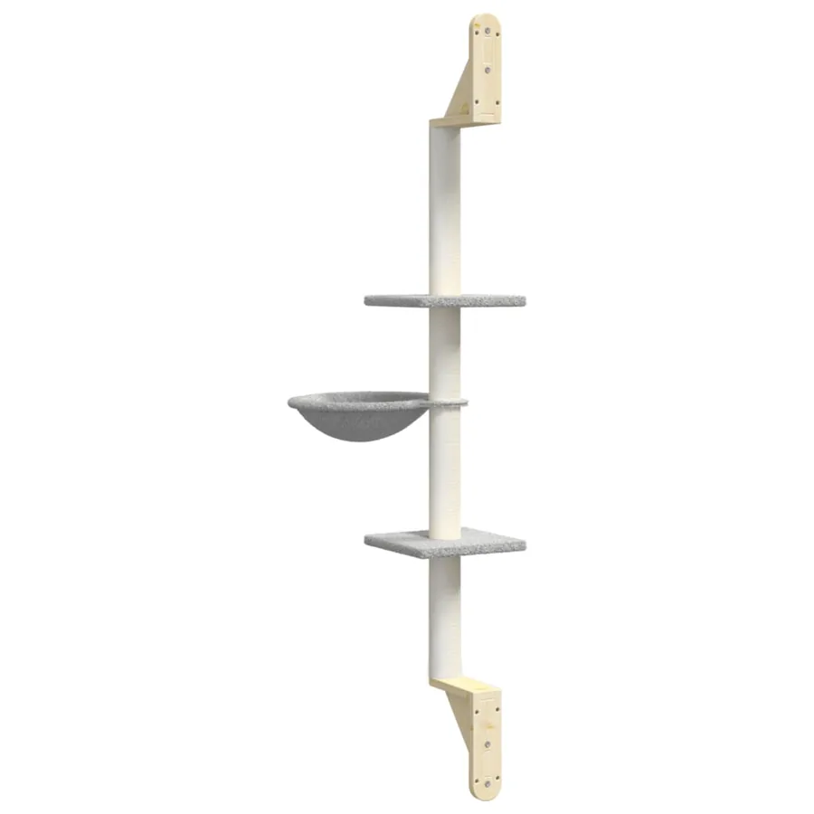 Arbre à chat mural avec griffoir gris clair 142,5 cm - 6