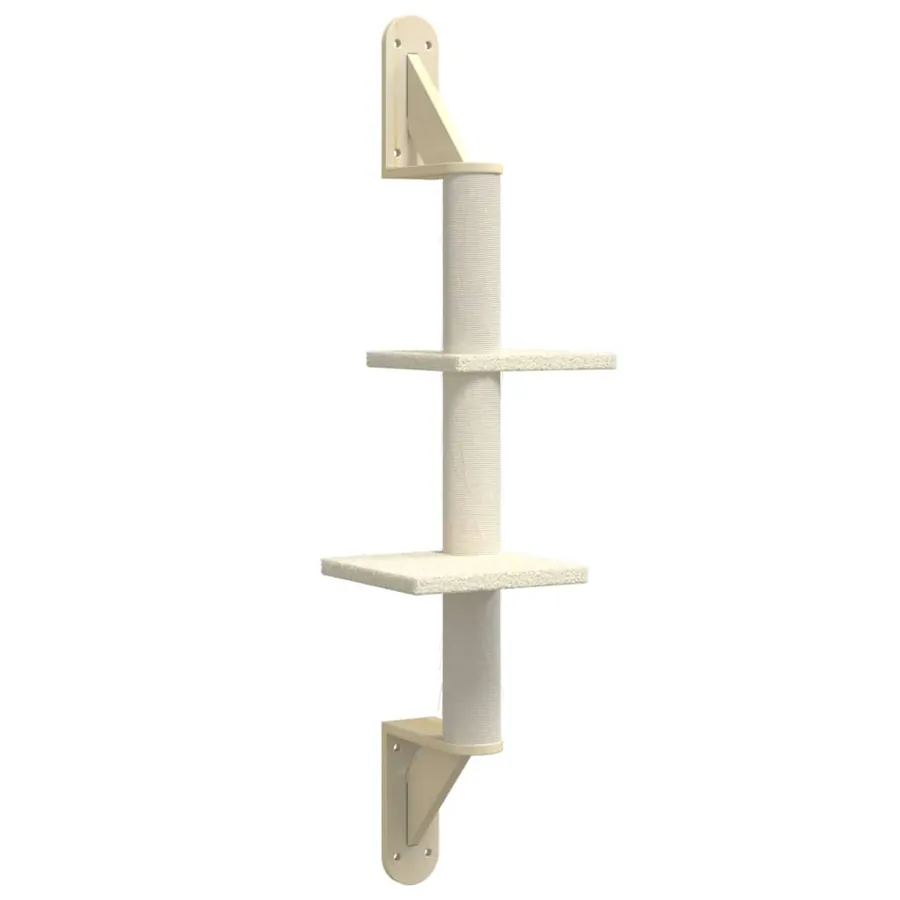 Arbre à chat mural avec griffoir crème 108 cm - 2