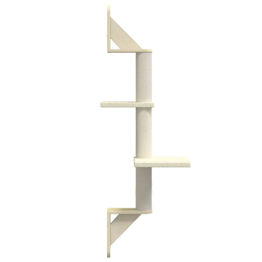 Arbre à chat mural avec griffoir crème 108 cm - 5