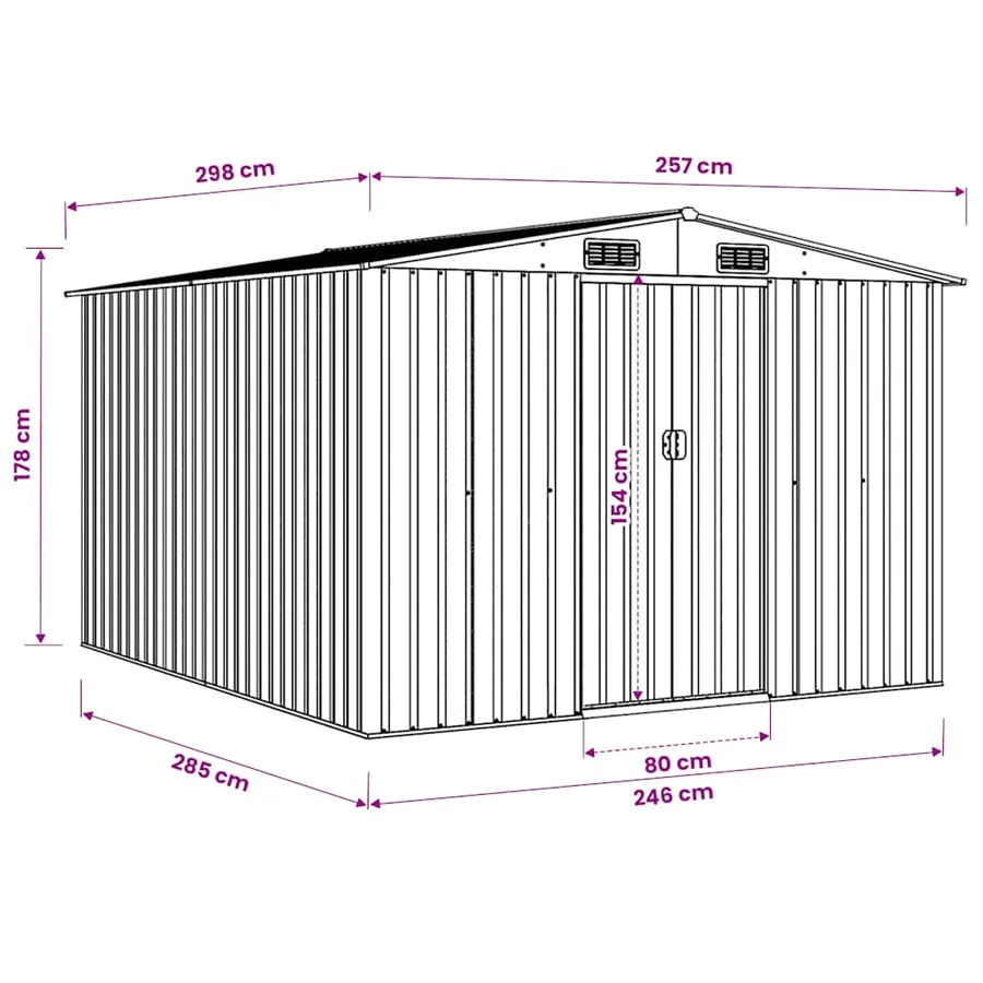 Garden shed 257x298x178 cm Metal Anthracite - 11