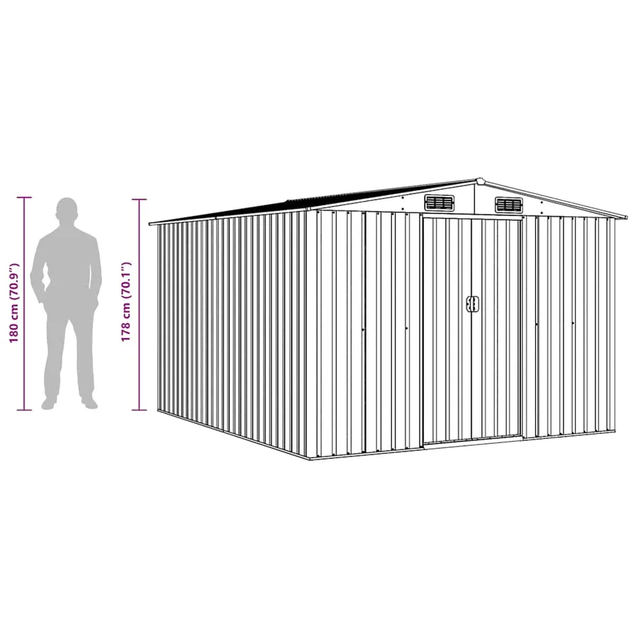 Garden shed 257x298x178 cm Metal Anthracite - 12