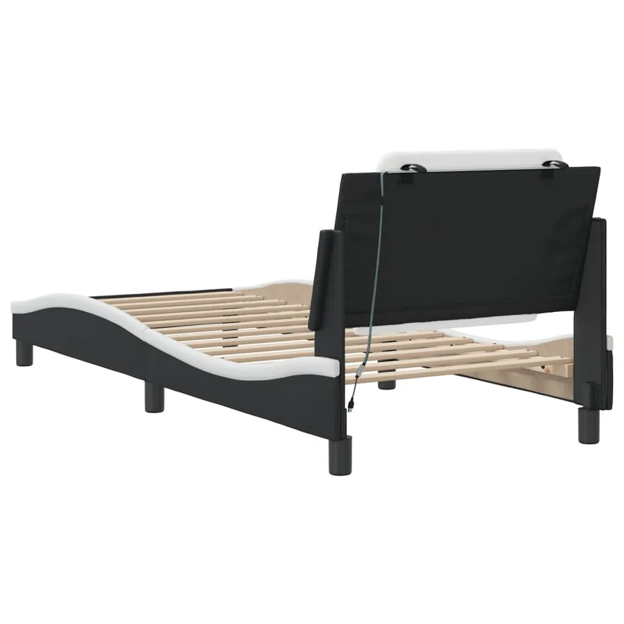 Cadre de lit avec LED sans matelas Zadar noir et blanc 80x200 cm - 10