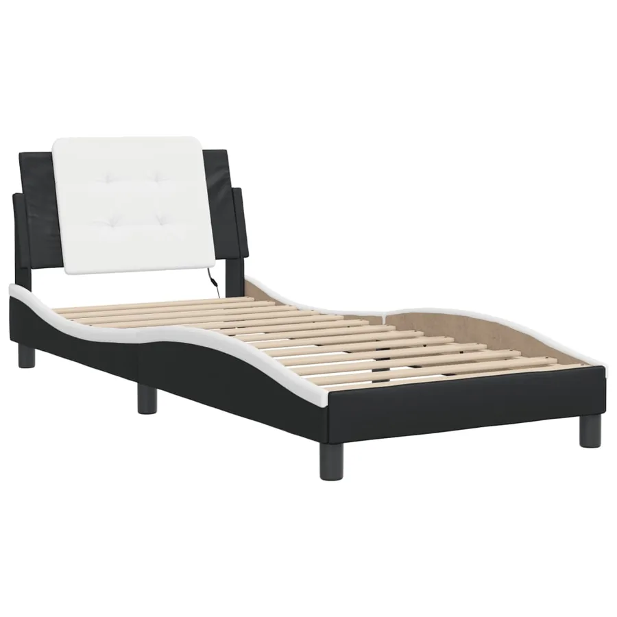 Cadre de lit avec LED sans matelas Zadar noir et blanc 80x200 cm - 3