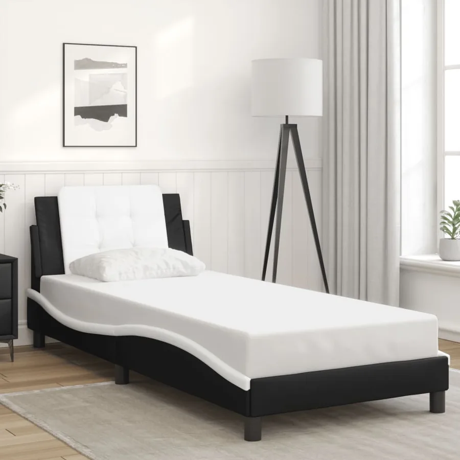 Cadre de lit avec LED sans matelas Zadar noir et blanc 80x200 cm - 4
