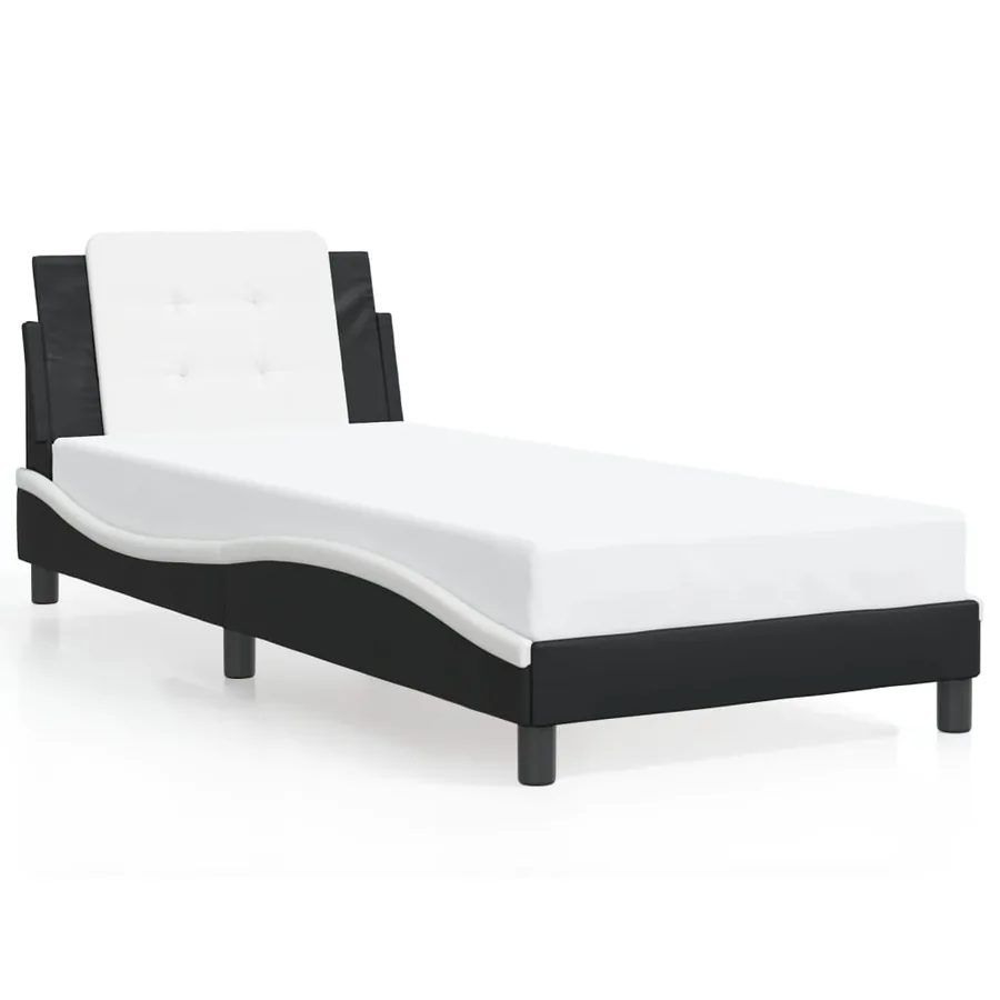 Cadre de lit avec LED sans matelas Zadar noir et blanc 80x200 cm - 5