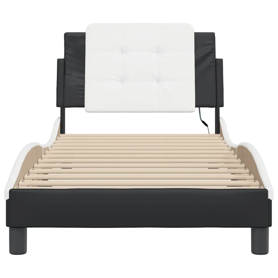 Cadre de lit avec LED sans matelas Zadar noir et blanc 80x200 cm - 7