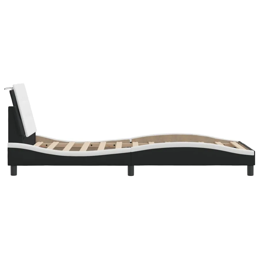 Cadre de lit avec LED sans matelas Zadar noir et blanc 80x200 cm - 9