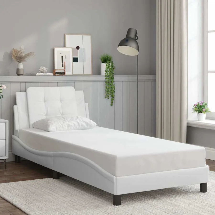 Cadre de lit sans matelas Zadar blanc 90x200 cm similicuir
