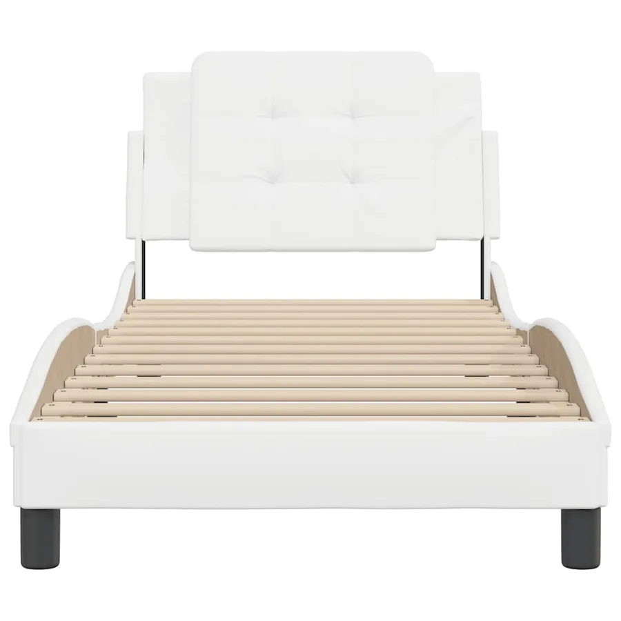 Cadre de lit sans matelas Zadar blanc 90x200 cm similicuir - 4