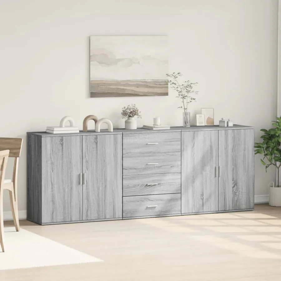 Buffets 3 pcs Sonoma gris Bois d'ingénierie - 3