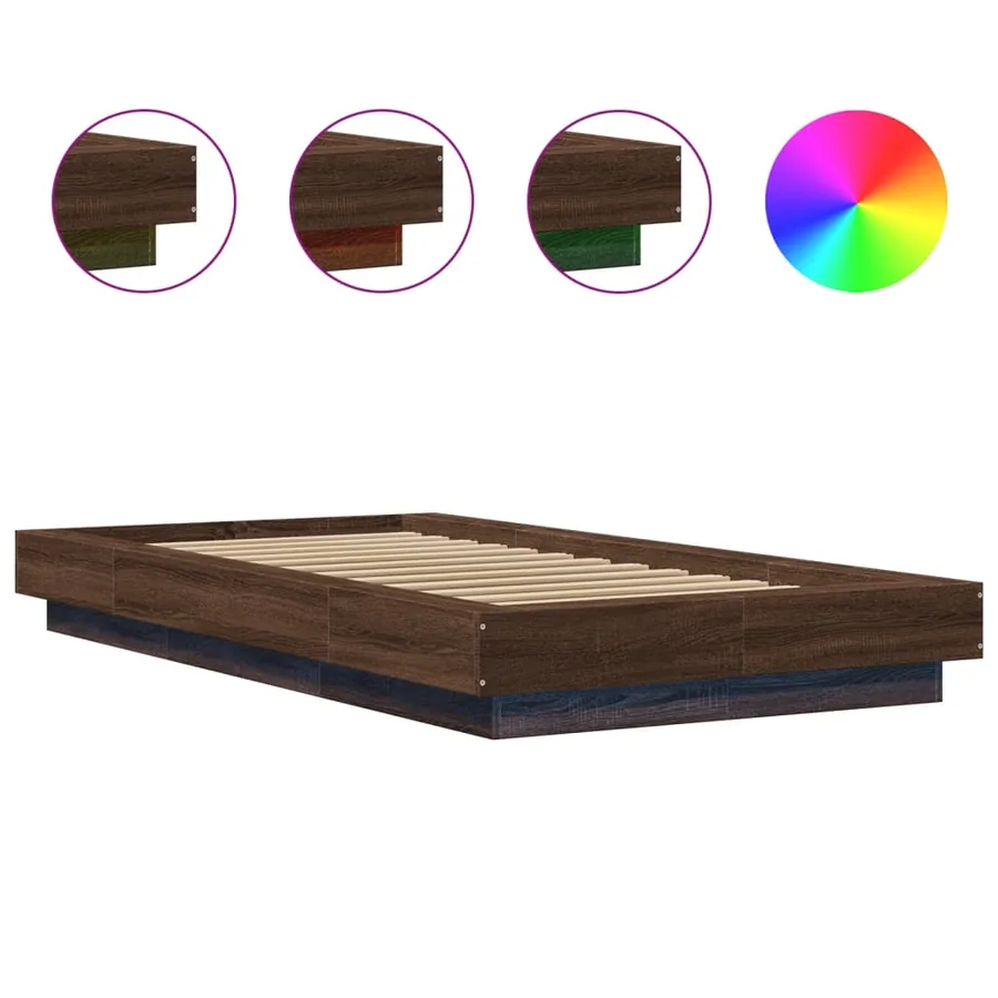 Cadre de lit avec lumières LED sans matelas 90x200 cm - 8