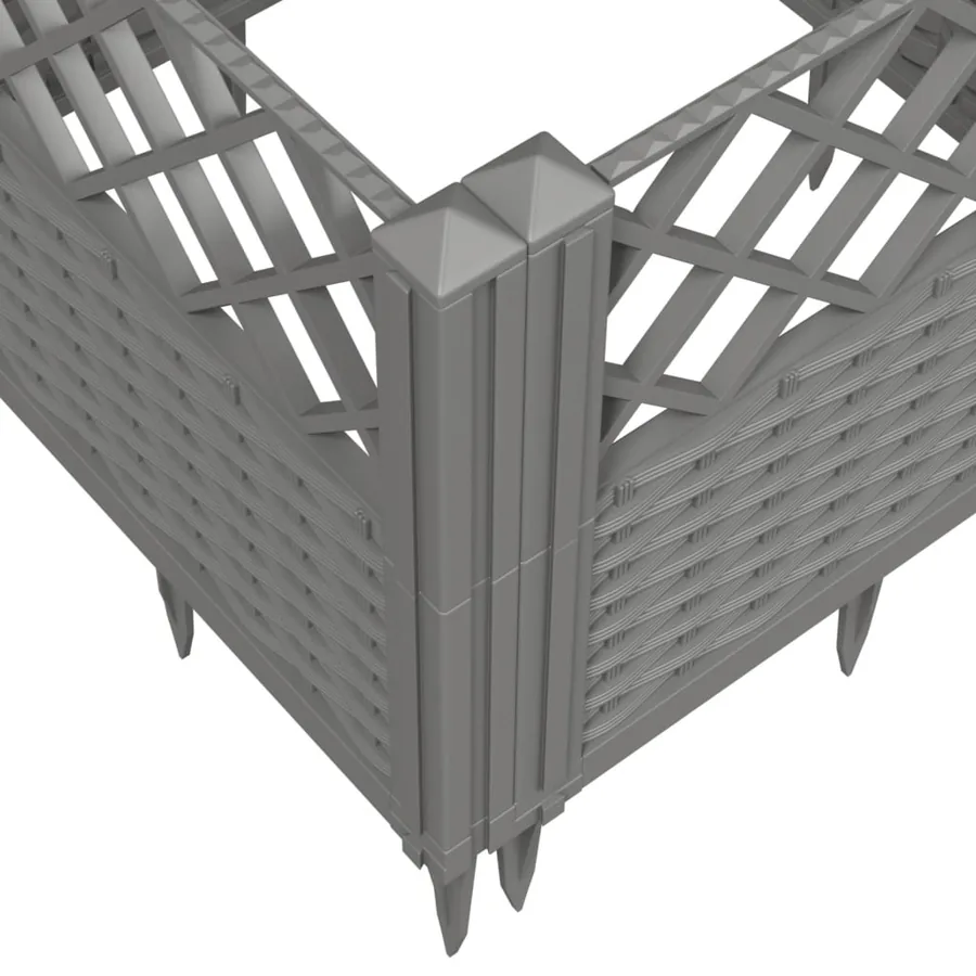 Jardinière avec piquets gris clair 43,5x43,5x43,5 cm PP - 7