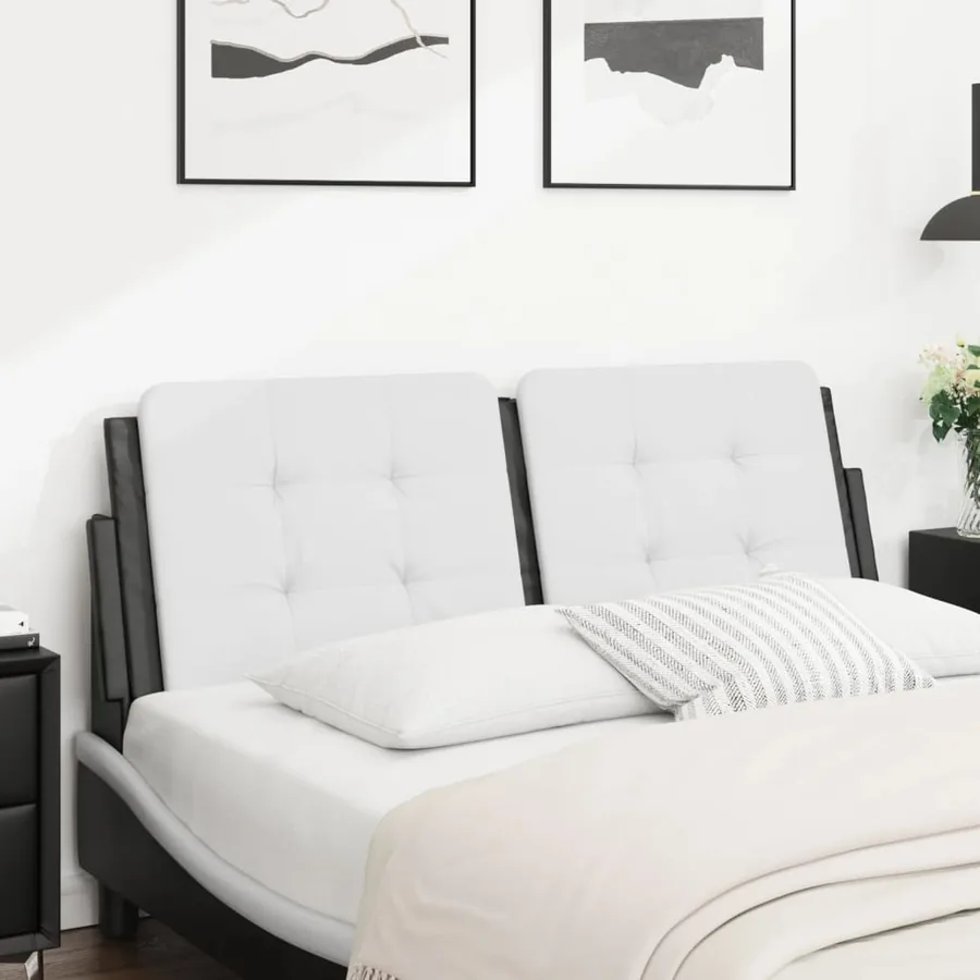 Coussin de tête de lit Zadar noir et blanc 120 cm similicuir
