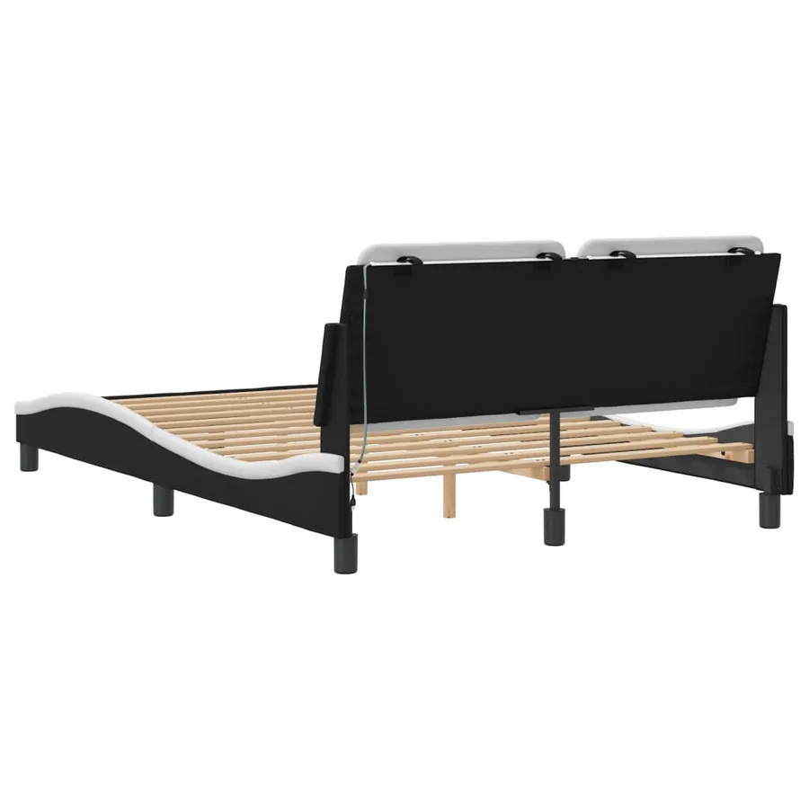 Cadre de lit avec LED sans matelas Zadar noir et blanc 120x200 cm - 10