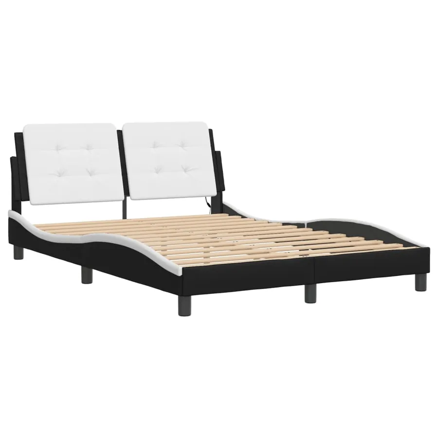 Cadre de lit avec LED sans matelas Zadar noir et blanc 120x200 cm - 3