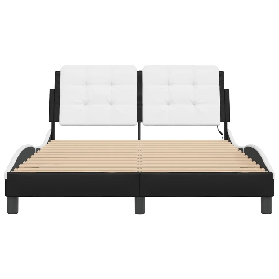 Cadre de lit avec LED sans matelas Zadar noir et blanc 120x200 cm - 6